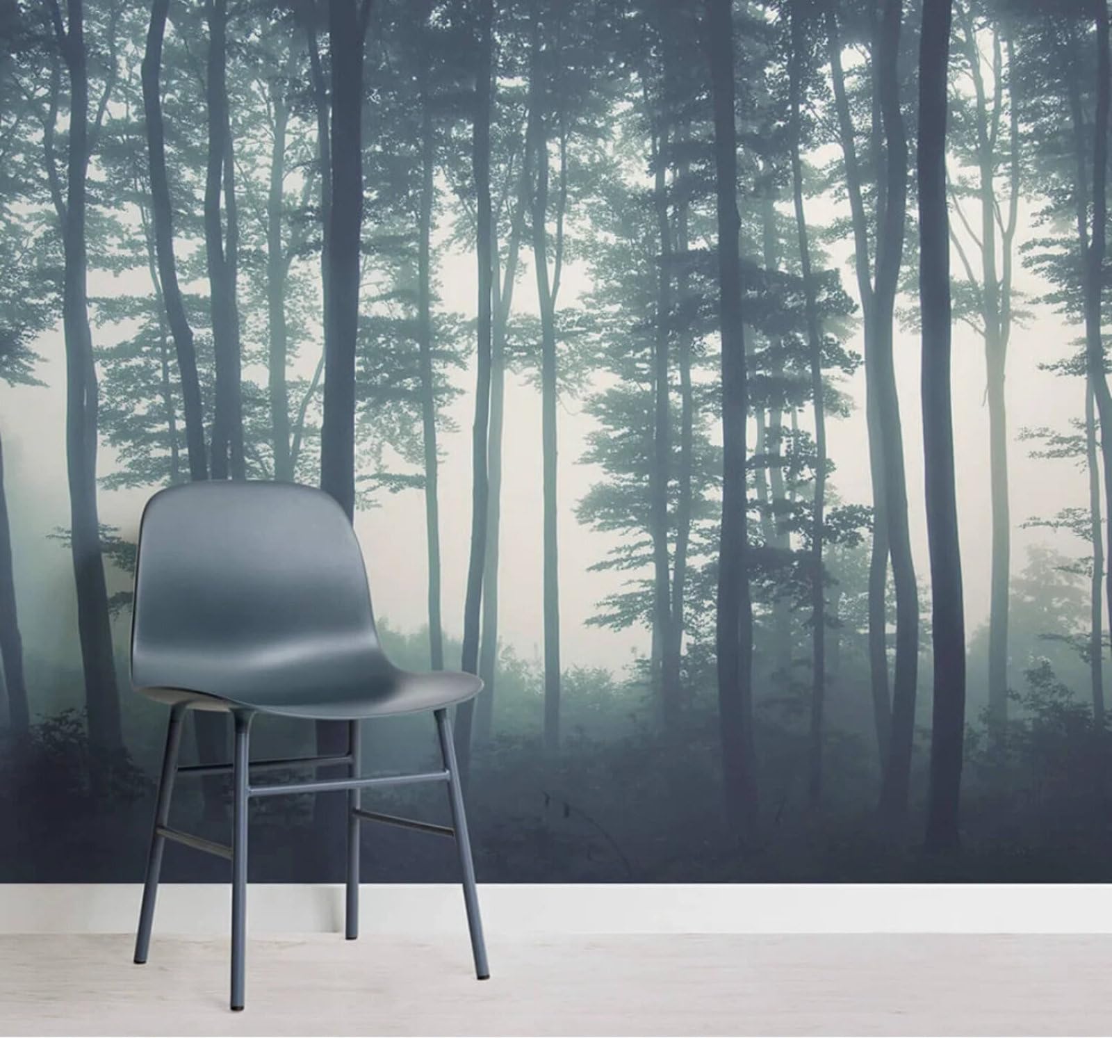 Wallpaper-3D-Xlm 400Cm×280Cm(B×H) Fresh Green Forest White Mist Landscape 3D Wallpaper Easy Install Feature Office Living Room Sofa Bedroom Tv Background Wall Decoration-400Cm×280Cm