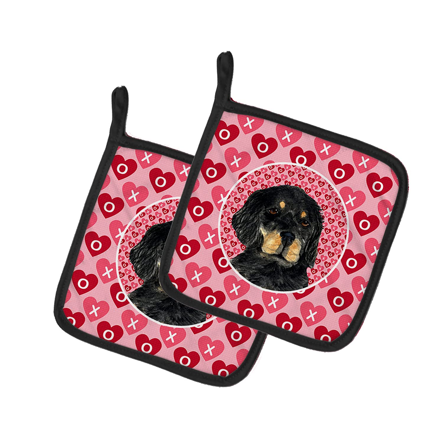 Caroline's Treasures SS4515PTHD Gordon Setter Hearts Love and Valentine's Day Portrait Pair of Pot Holders, 7.5HX7.5W, Multicolor