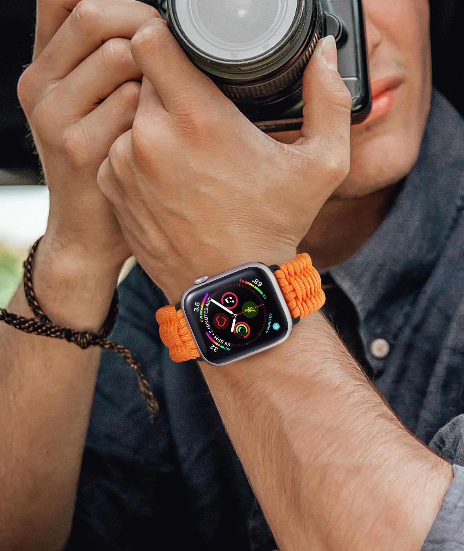 BINLUN Compatible con Apple Watch Correa 49mm 46mm 45mm 44mm 42mm 41mm 40mm 38mm Paracord Trenzada de Acero Inoxidable Correa Repuesto Apto para iWatch Ultra2 Ultra SE Series 11/10/9/8/7/6/5/4/3/2/1
