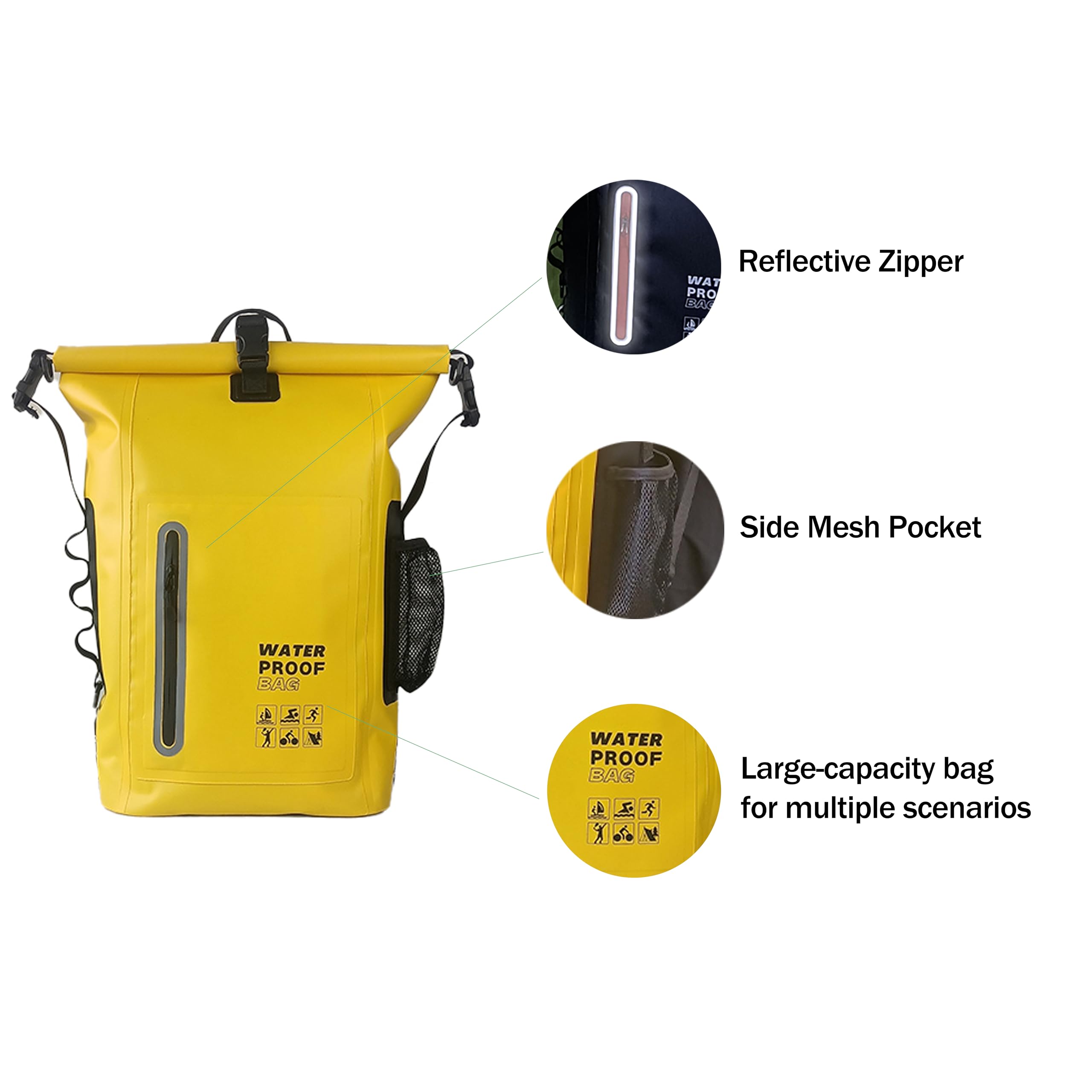 Trockensack, wasserdicht, 25 l, schwimmend und leicht, für Damen, wasserdichter Rucksack für Kajakfahren, Bootfahren, Angeln, Schwimmen, Camping, Wandern, Roll-Top-Verschluss und verstellbare