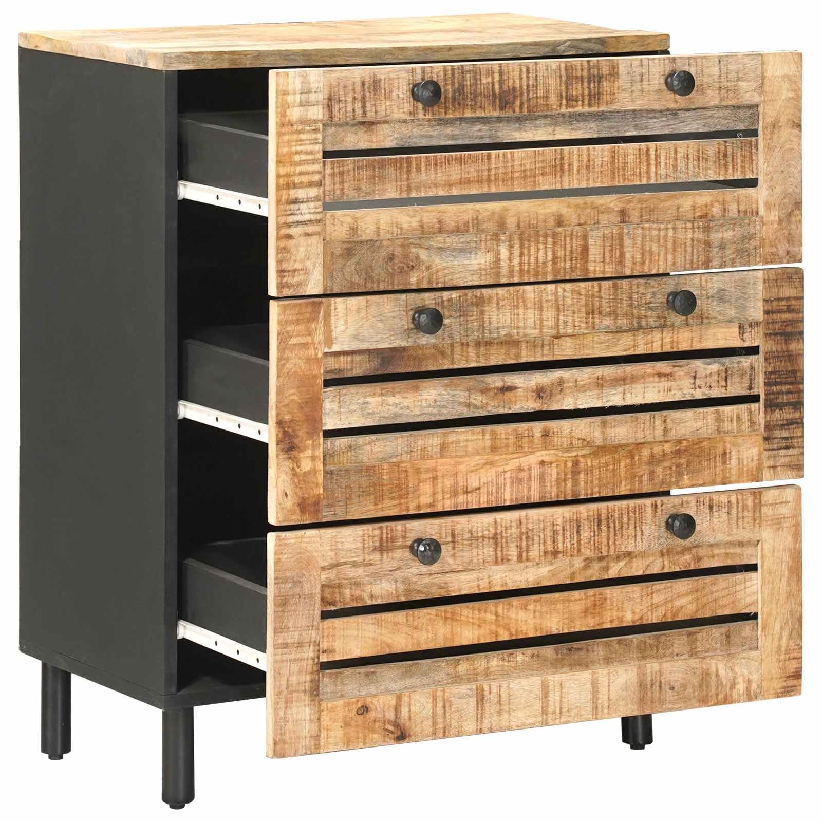 Credenza in legno massiccio di mango naturale, 60 x 33 x 75 cm