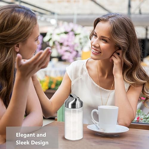 Miniatura 6 de Dispensador de azúcar de vidrio de 12 onzas con boquilla de vertido de Aelga, vertedor pesado, para café, té y hornear