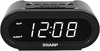 Sharp AccuSet Automatic Digital Alarm Clock - Never Needs Setting, Smart Time Sync, Snooze & Dimmer (Midnight Black)