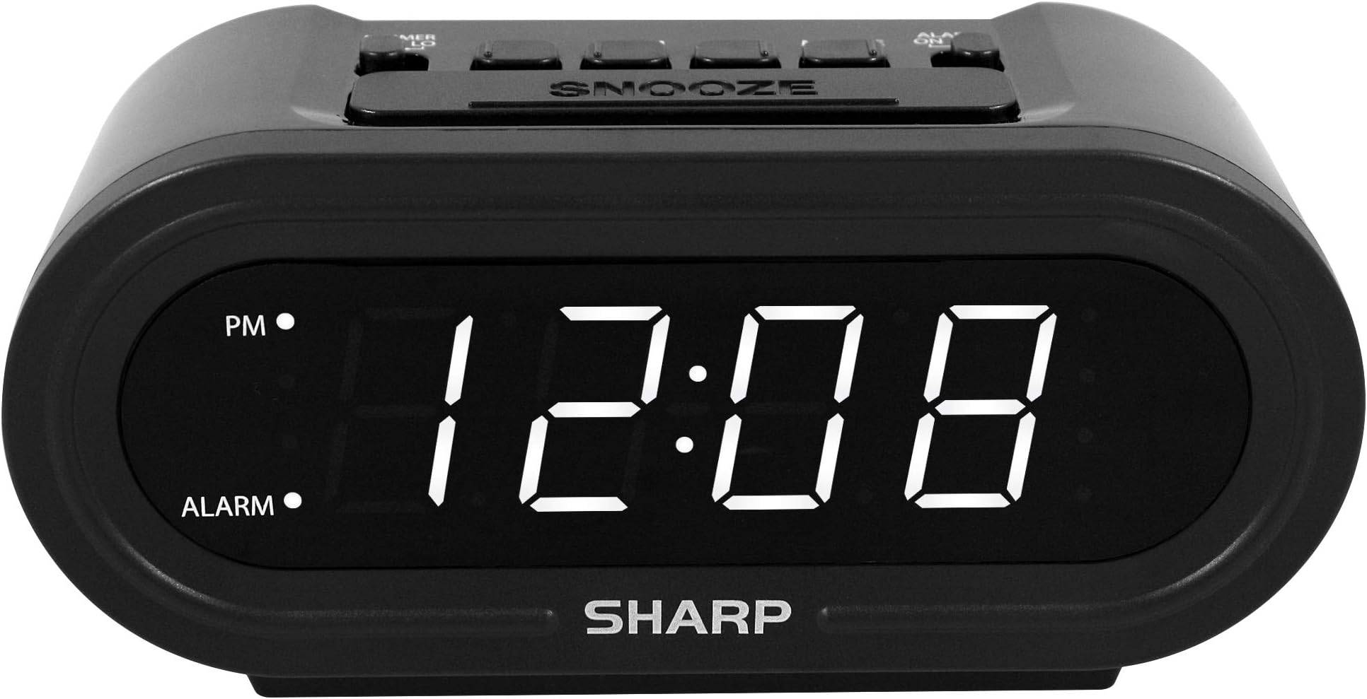Digital Alarm with AccuSet - Automatic Smart Clock, Never Needs Setting (Midnight Black-White LED)