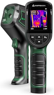 AMPBANK H128 Handheld Thermal Camera: 240x240 TISR Resolution, 24H Battery, 25Hz IR Imaging, IP65 Rugged, Temp Alarm for HVAC & Home Inspections