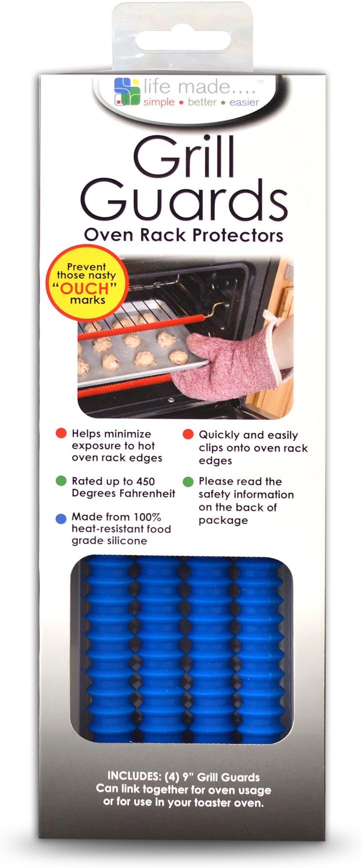 Life Made Interlocking Oven Rack Guards, 9-Inch, Blue, 4-Pack