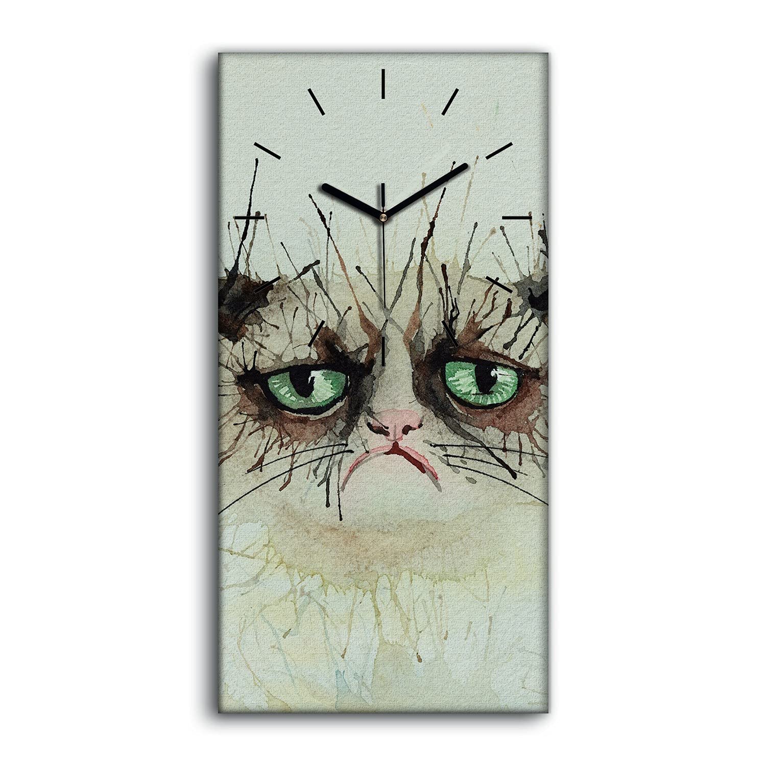 Horloge chat aquarelle silencieuse pour un sommeil paisible sans tic-tac 30x60cm