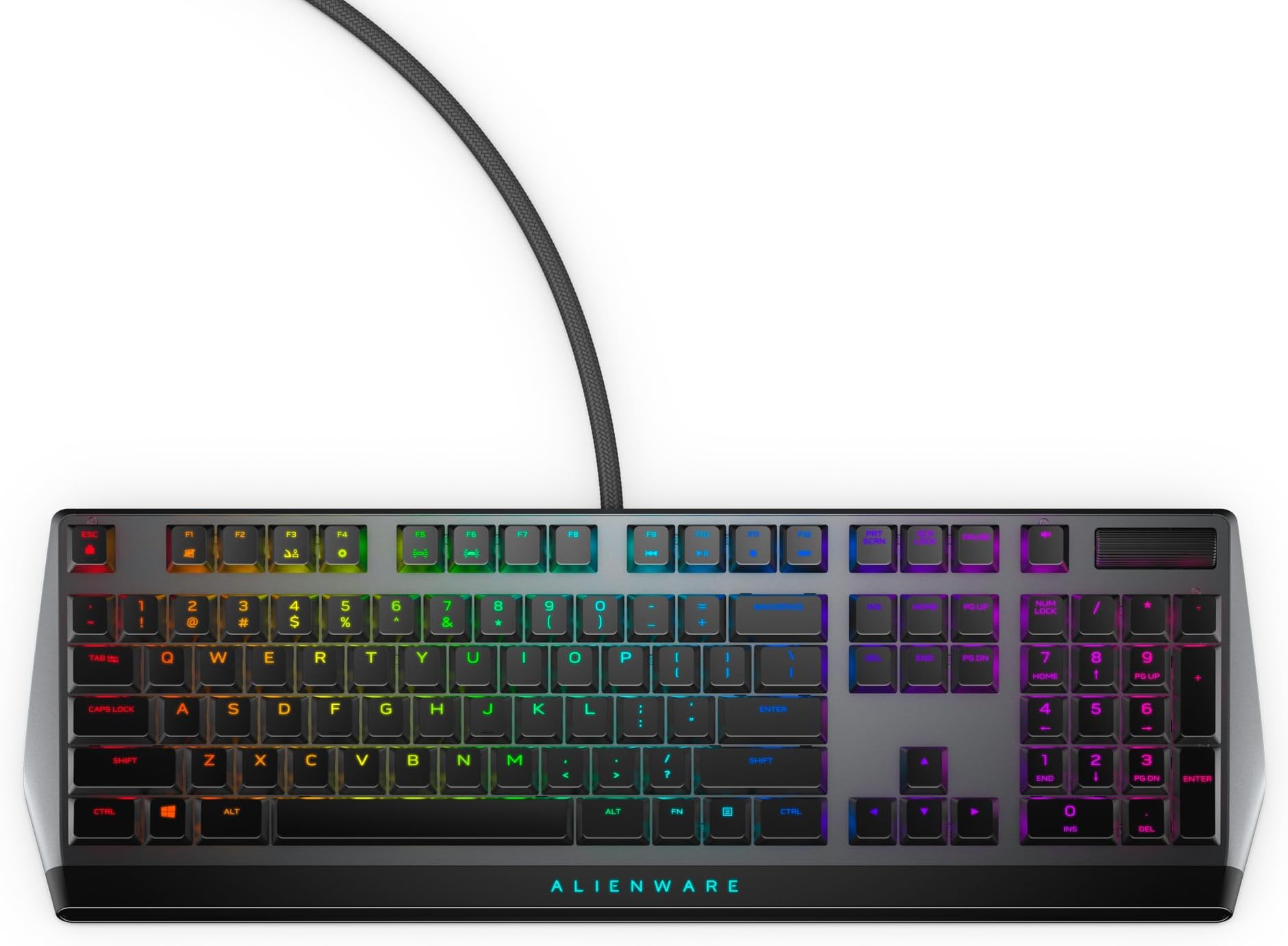 Low-Profile RGB Gaming Keyboard AW510K: Alienfx Per Key RGB LED - Media CONTROLS & USB Passthrough - Cherry MX Low Profile Red Switches