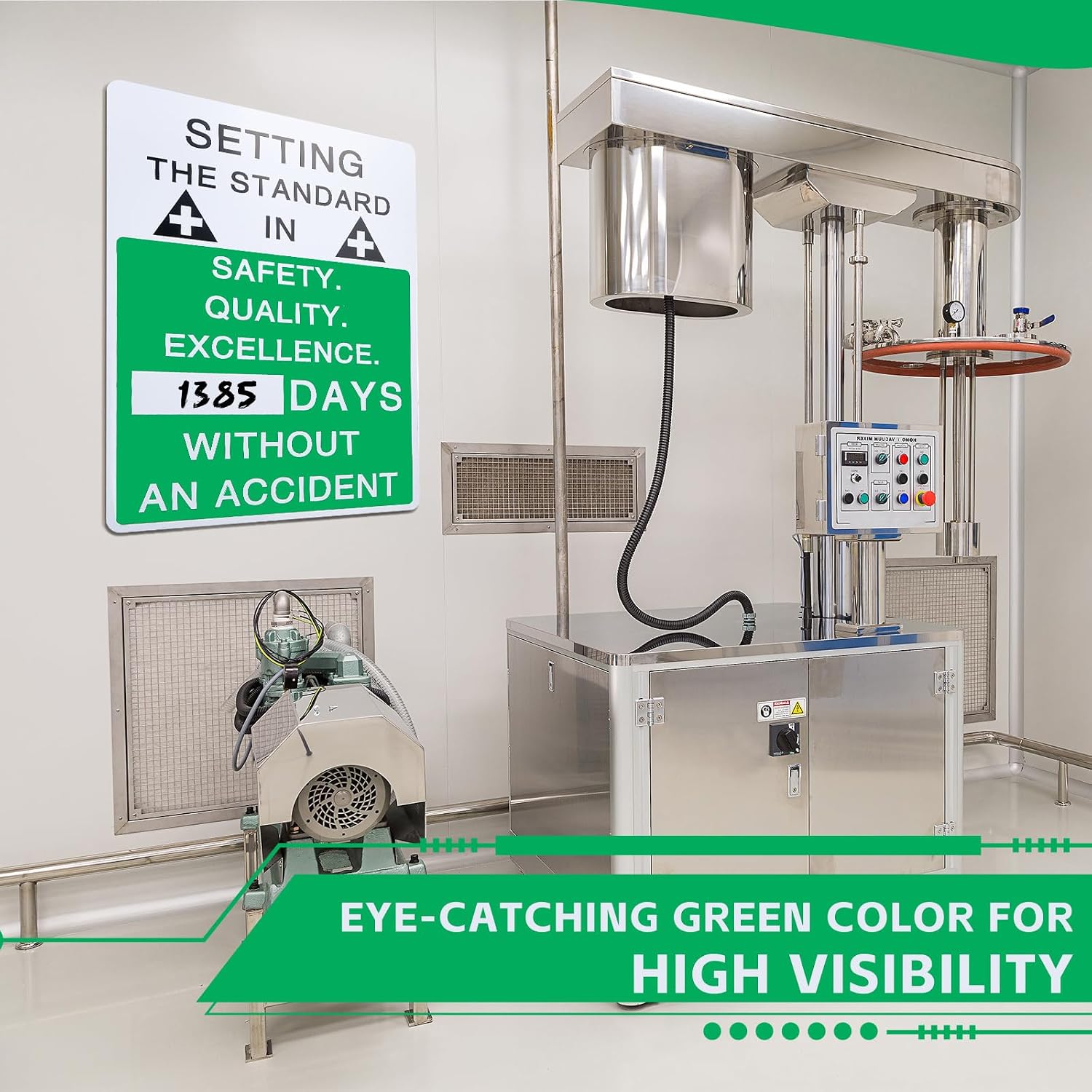 Lineshading 2 Pcs Plastic Days Without Accident Sign 20" x 14" Write a Day Sign Setting the Standard in Safety Quality Excellence Safety Is the Priority Quality Is Standard(English)