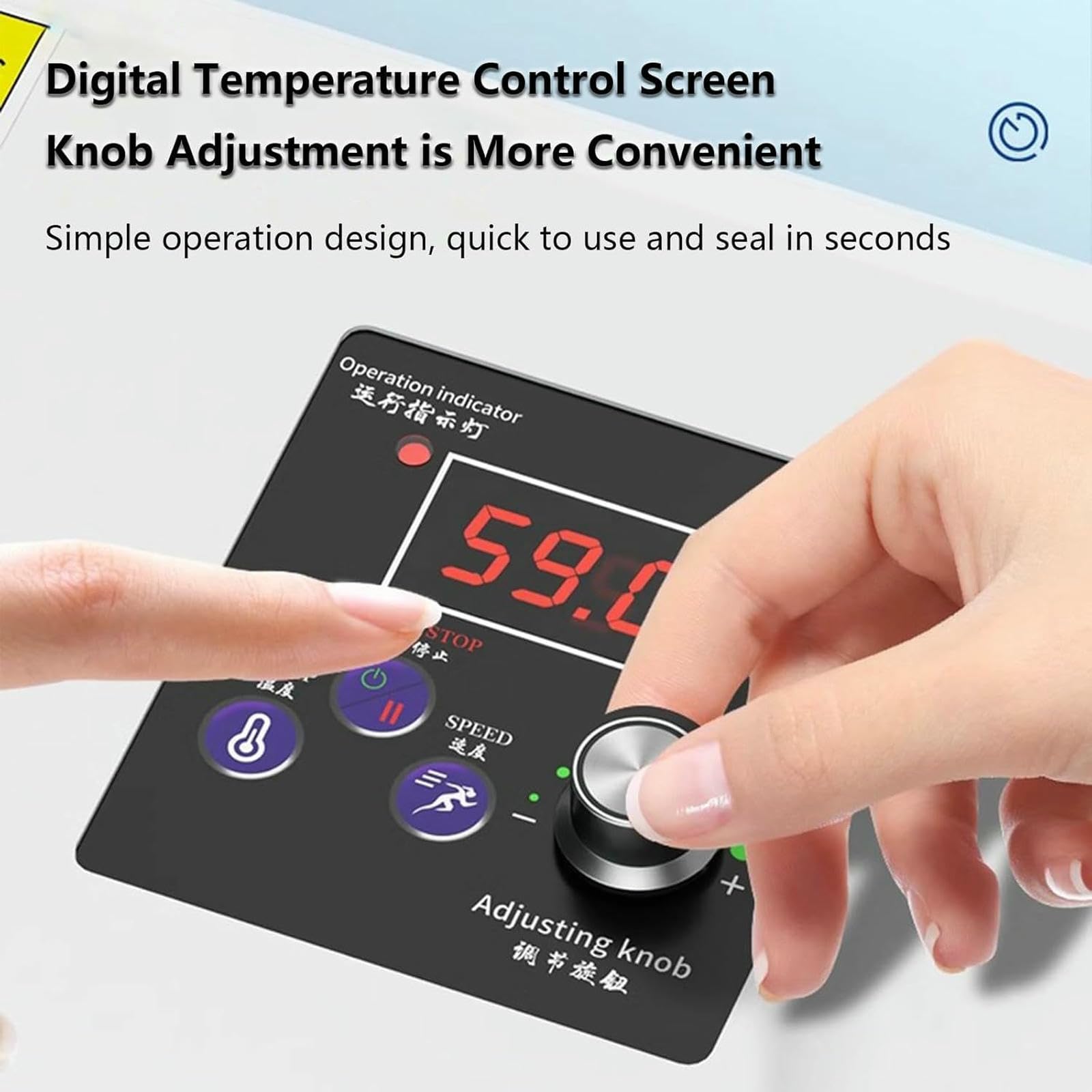 Sigillatore Nastro Continuo per Sacchetti,sigillatore Termico Portatile con Schermo di Controllo della Temperatura Digitale,sigillatore per Film Sacchetti in PVC,Adatto per Pane
