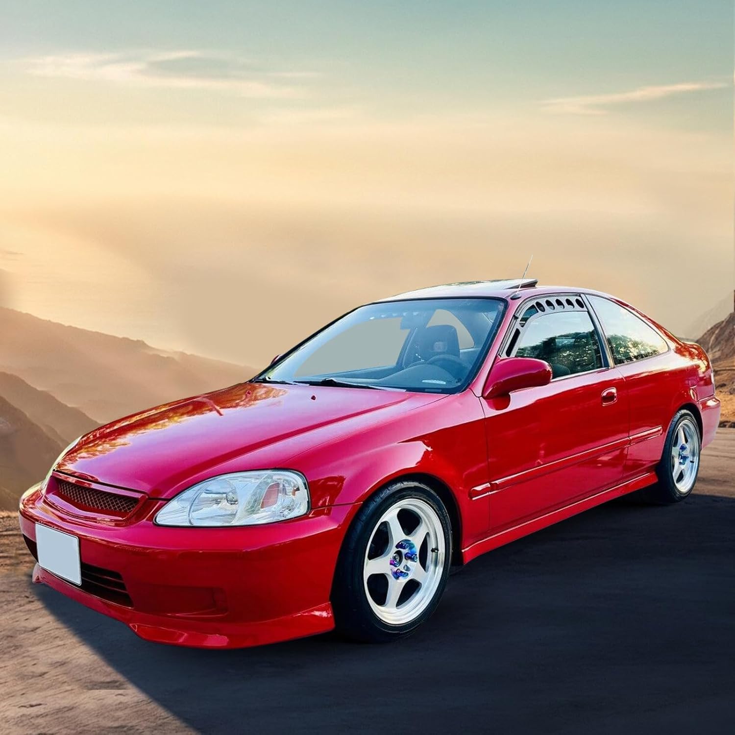 Front Bumper Lip Compatible with 1999-2000 Honda Civic, T-R Style Black PP Front Lip Finisher Under Chin Spoiler Add On by IKON MOTORSPORTS