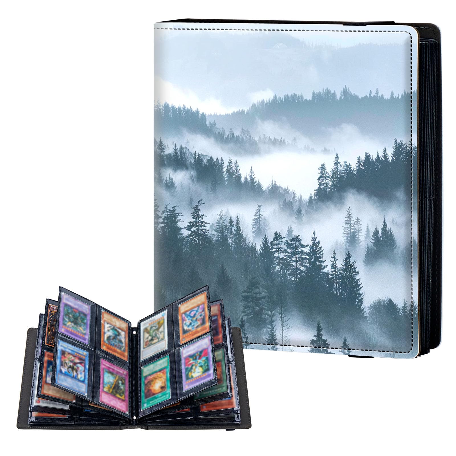 ETLKJVBL 4 Pocket Trading Card Binder, Card Collection Binder for TCG, MTG, Sports Cards, Baseball, Ethereal Misty Forest Trading Card Book Holder for Collectors, Top Loader Binder — image 1