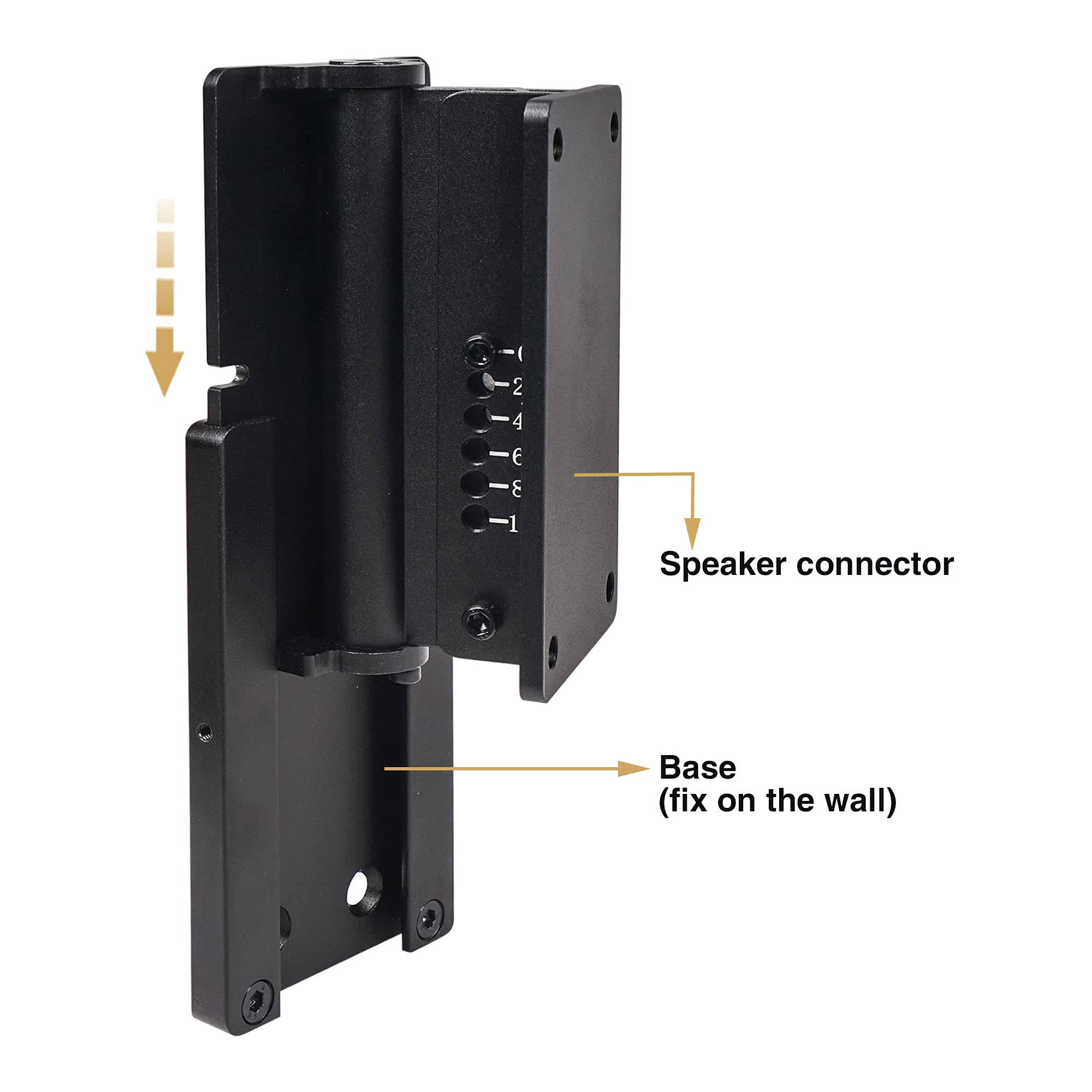 Sound Town Paquete de 2 soportes de montaje de pared universales para altavoz con ajuste de ángulo, plantilla de montaje de 4.2 x 2 pulgadas, negro (CWB-1A-PAIR)