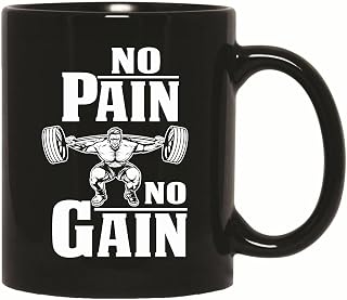 Gift for Fitness Enthusiasts No Pain No Gain Workout Bodybuilding Gain Fitness 11oz 15oz Black Coffee Mug