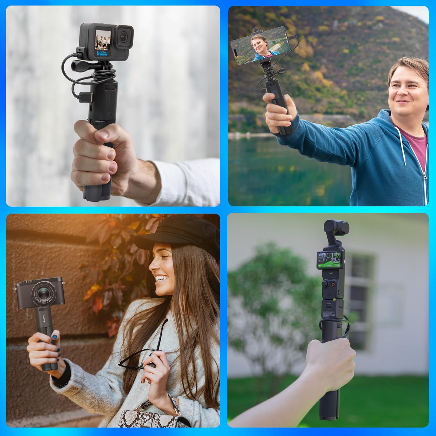 Suptig 10,000mAh Power Bank With GoPro Battery Charger - Dual 1/4 Threads, LCD Display, For Hero 5-12