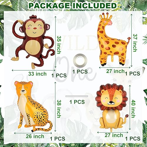 Miniatura 3 de Globos de fiesta de animales de safari en la selva, temática gigante de safari salvaje, decoraciones de cumpleaños, suministros de fiesta de baby