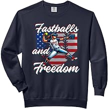 Softball Pitcher Patriotic American Flag Homebase Design Comfort Colors Adult Sweatshirt