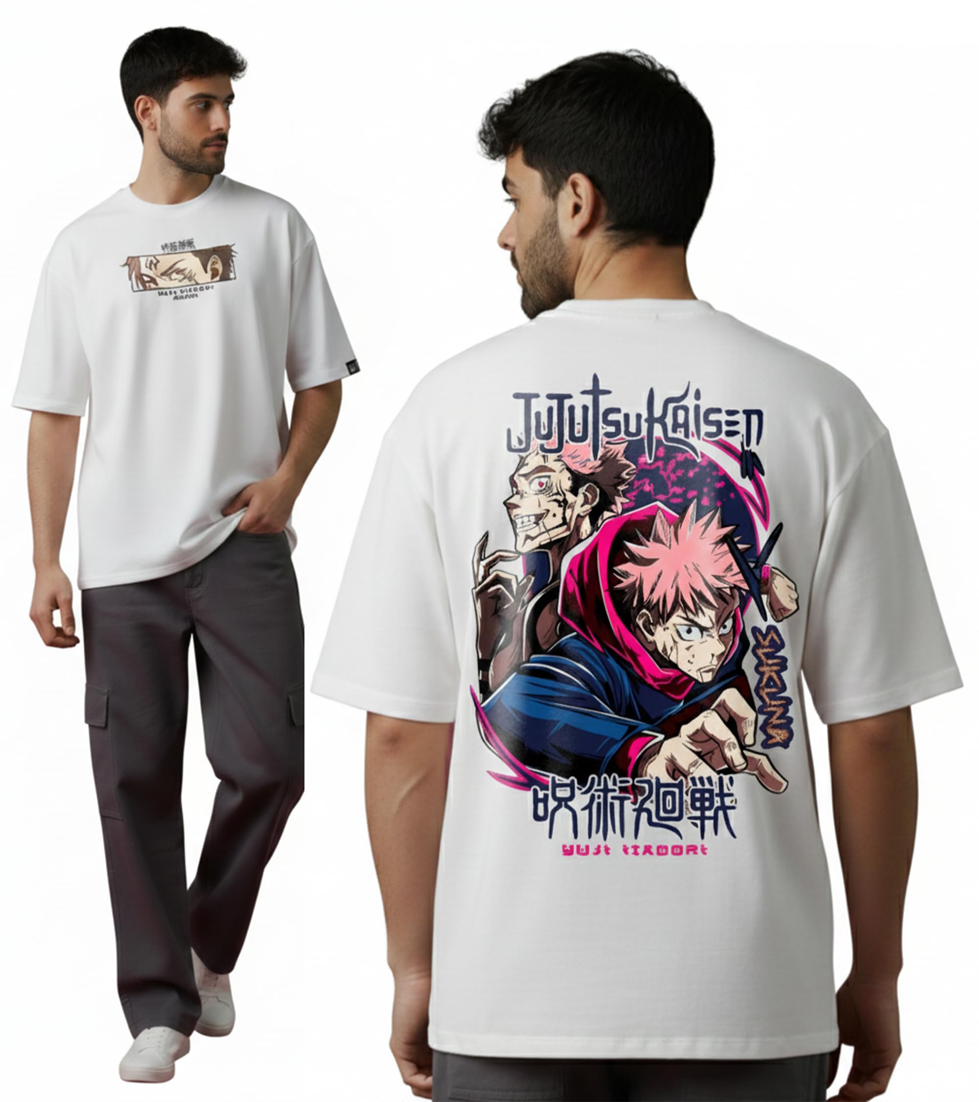 Black Jackal | Premium Oversized Unisex T-Shirt | Yuji Itadori Graphic Tee | Jujutsu Kaisen | 100% Bio-Washed Cotton | 240 GSM Fabric-image-41