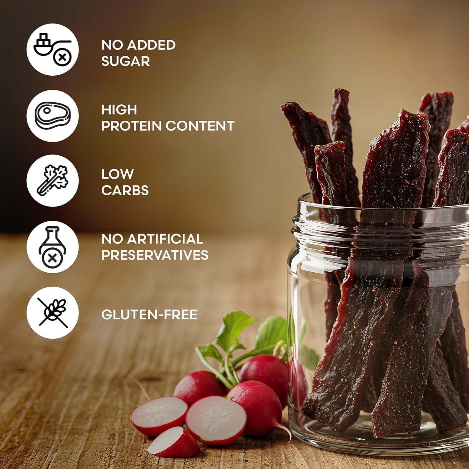 Tough To Chew: Organic Bone Broth Beef Jerky – Grass-Fed, Zero Sugar, Low Calorie, High Protein, Extra-Firm Texture – 2 oz (Pack of 3)
