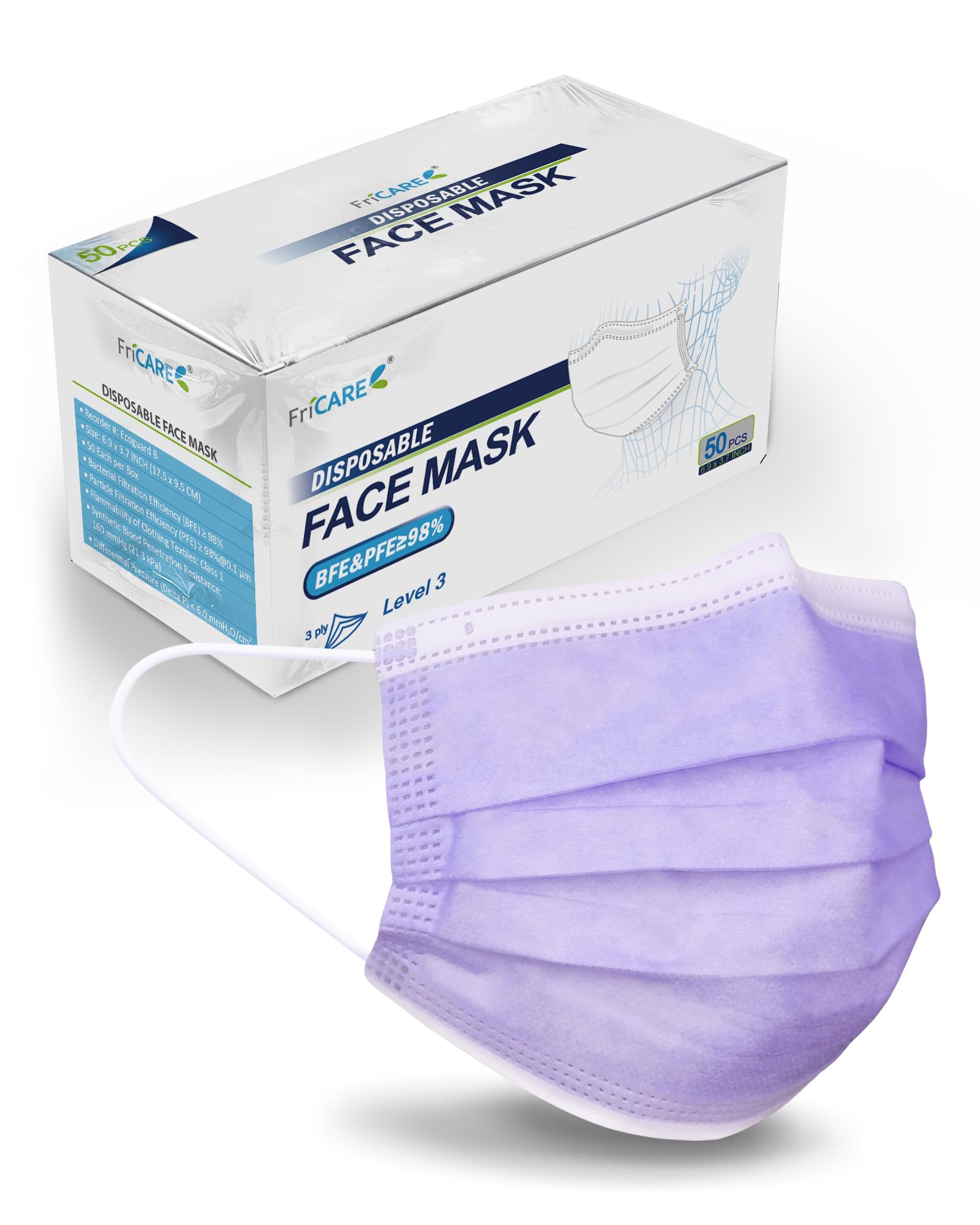 Amazon.com: FriCARE Disposable Face Masks, 3-Ply ASTM Level 3