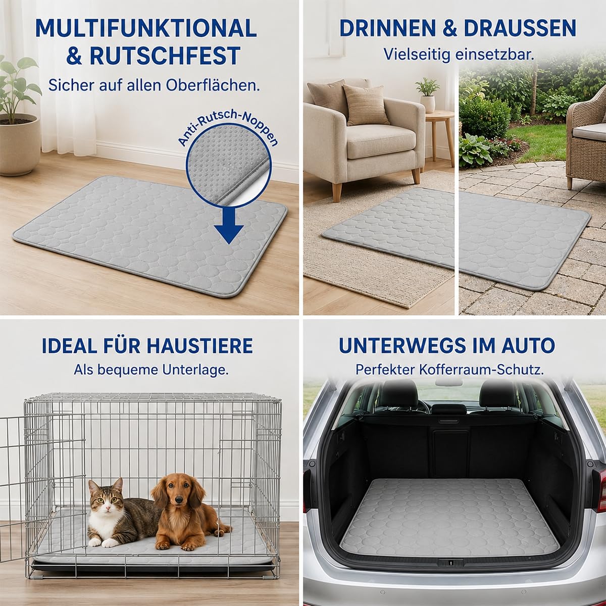 DZ'HUE Kühlmatte Katze, Selbstkühlende Haustierdecke für Hunde und Katzen, KüHlköRbchen Hund, SelbstküHlende Hundematte, Sommer KüHlmatte, Wasserdicht, rutschfest füR Zuhause, Unterwegs (Blau,XXL)