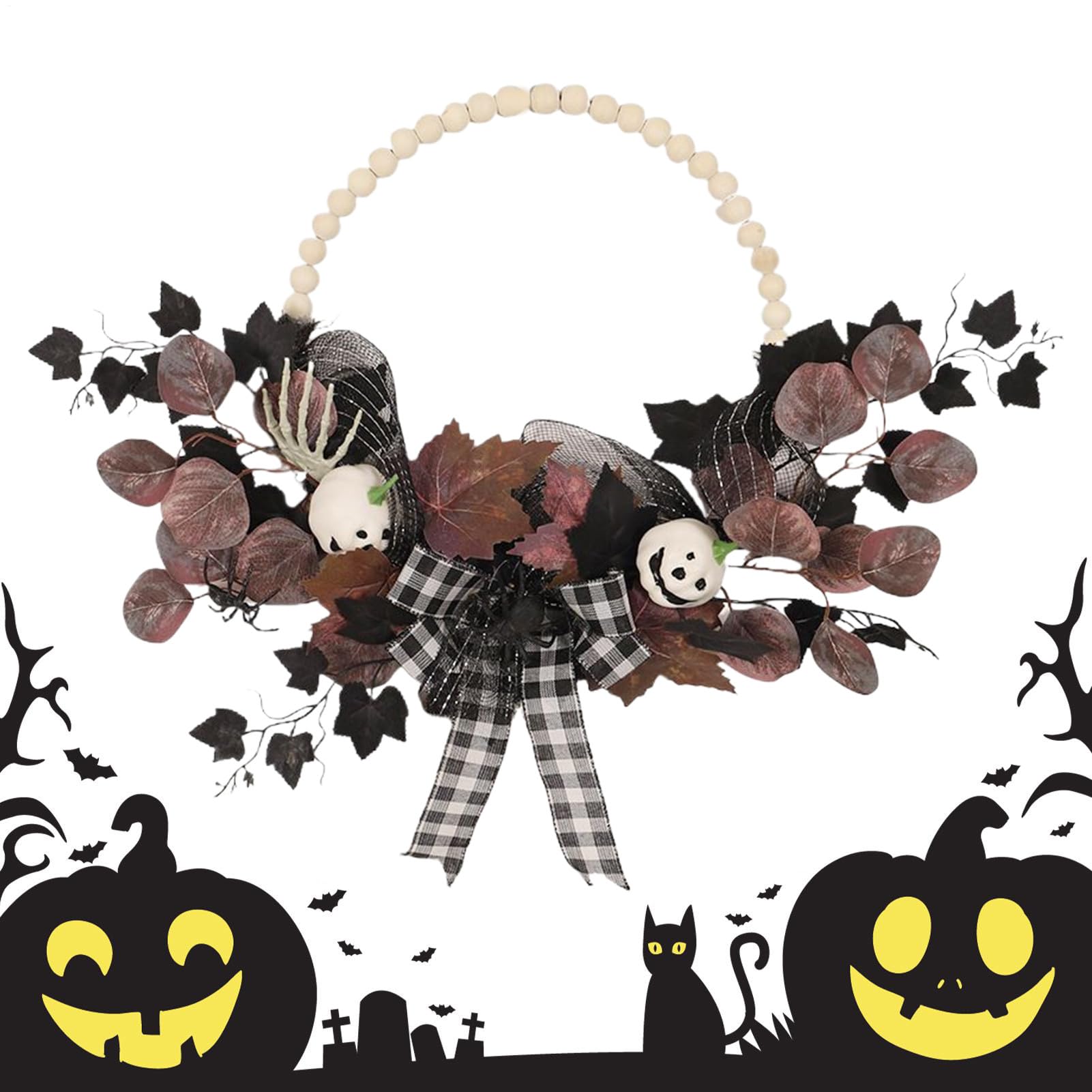Couronne d'automne de 40,6 cm en feuilles d'érable pour porte d'entrée
