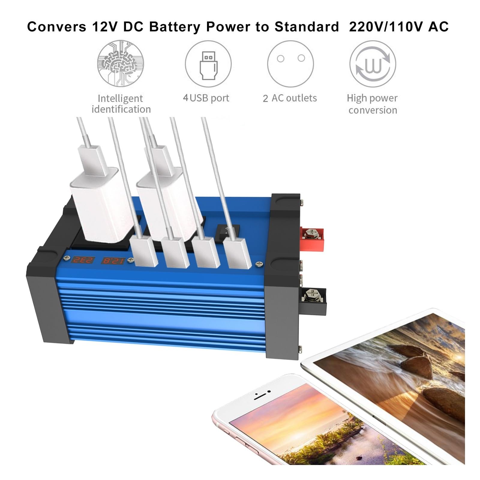 Microinversor Solar Inversor Solar 300W / 500W Micro Inversor CC A CA con Convertidor De Onda De Corrección MPPT Inversor Automático(No Built in mppt,300W)