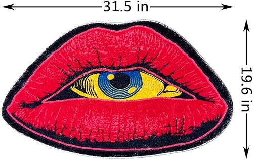 Miniatura 3 de Interesante alfombra de felpa con forma de ojo de diablo de labios rojos, encantadora habitación, cómoda decoración del hogar, tapete de puerta de