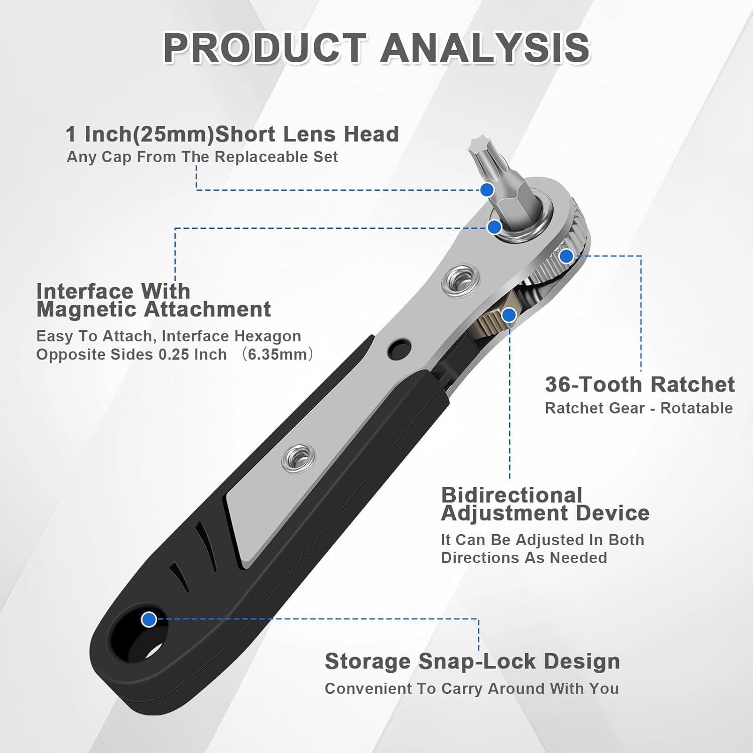 10-In-1 Angled Ratchet Screwdriver Set，90 Degree Right Angle, Angled and Offset Screwdrivers for Tight Spaces. Practical, Multifunctional, Professional Mini Ratchet Set, Black