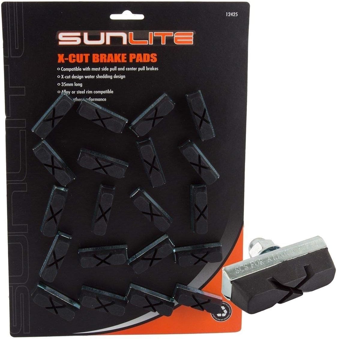 Sunlite X-Cut Brake Pads, 35mm, Black