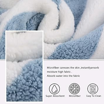 VIVOTE Microfibre Hand Towels for Bathroom, Super Soft & Fluffy Hand Towels, Super Water Absorbent & Quick Dry Towels, 100% Microfibre, 40x76cm 2 Pcs blue