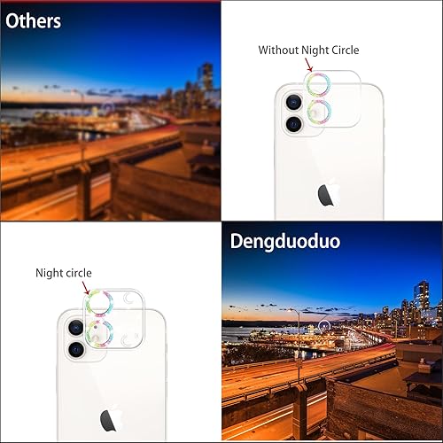 Miniatura 5 de Paquete de 3 protector de lente de cámara de vidrio templado para iPhone 12 de 6.1 pulgadas, brillo brillante, Ultra HD, dureza 9H, arañazos,