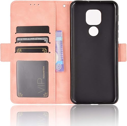 Miniatura 3 de QiongNi Funda para Motorola Moto E7 Plus, Funda para Motorola Moto E7 Plus XT2081-1 XT2081-2 Funda Flip Pu Leather Cover Rosa