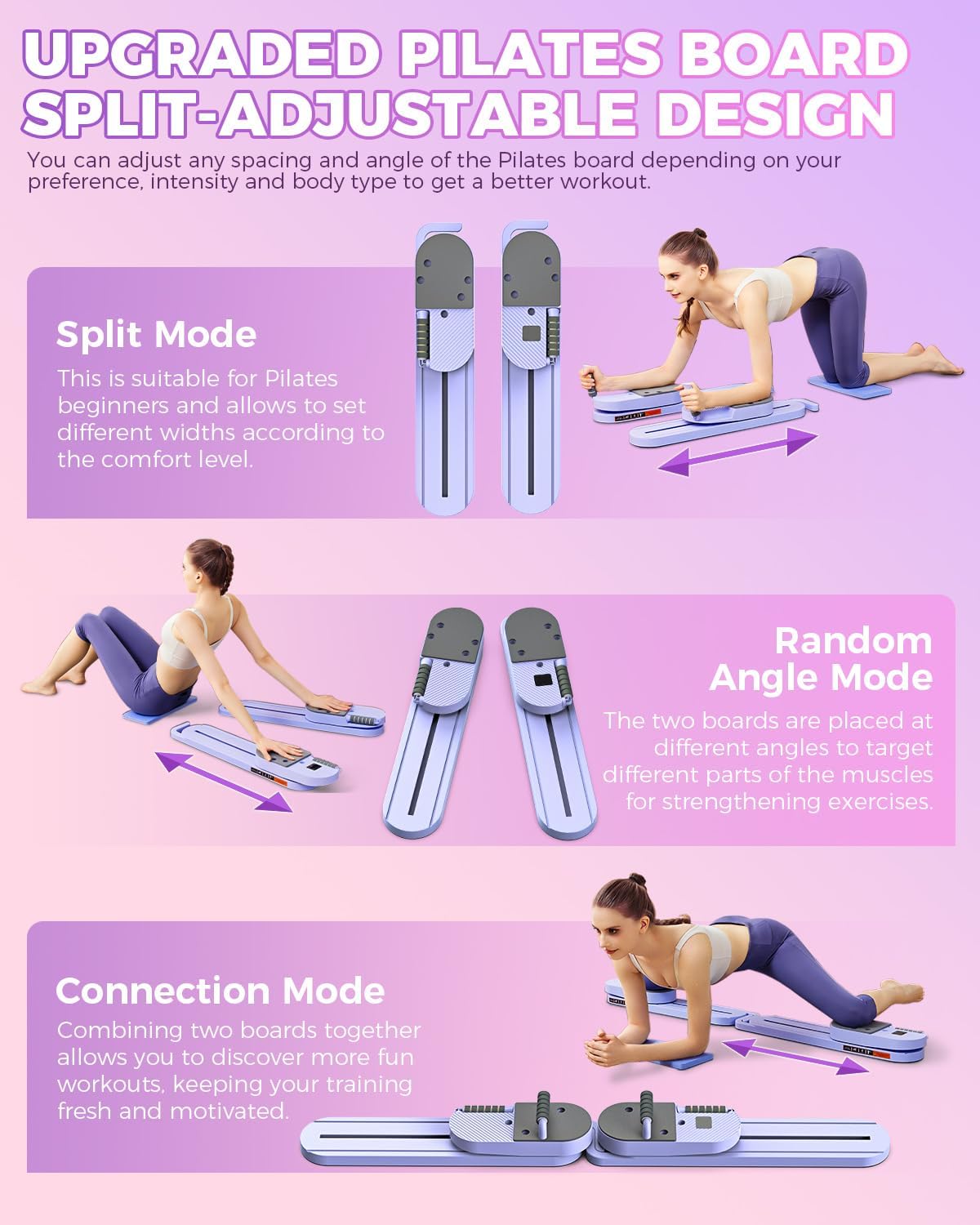 Pilates Board with Resistance Bands Detachable Portable Pilates Reformer Set Full Body Pilates Board for Home Workout Multi-Purpose Pilates Reformer Board for Women