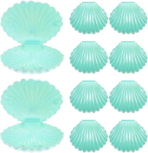 Gadpiparty Cajas de dulces de conchas marinas, recipientes para recuerdos de fiesta, soportes de plástico para golosinas de almejas, caja de