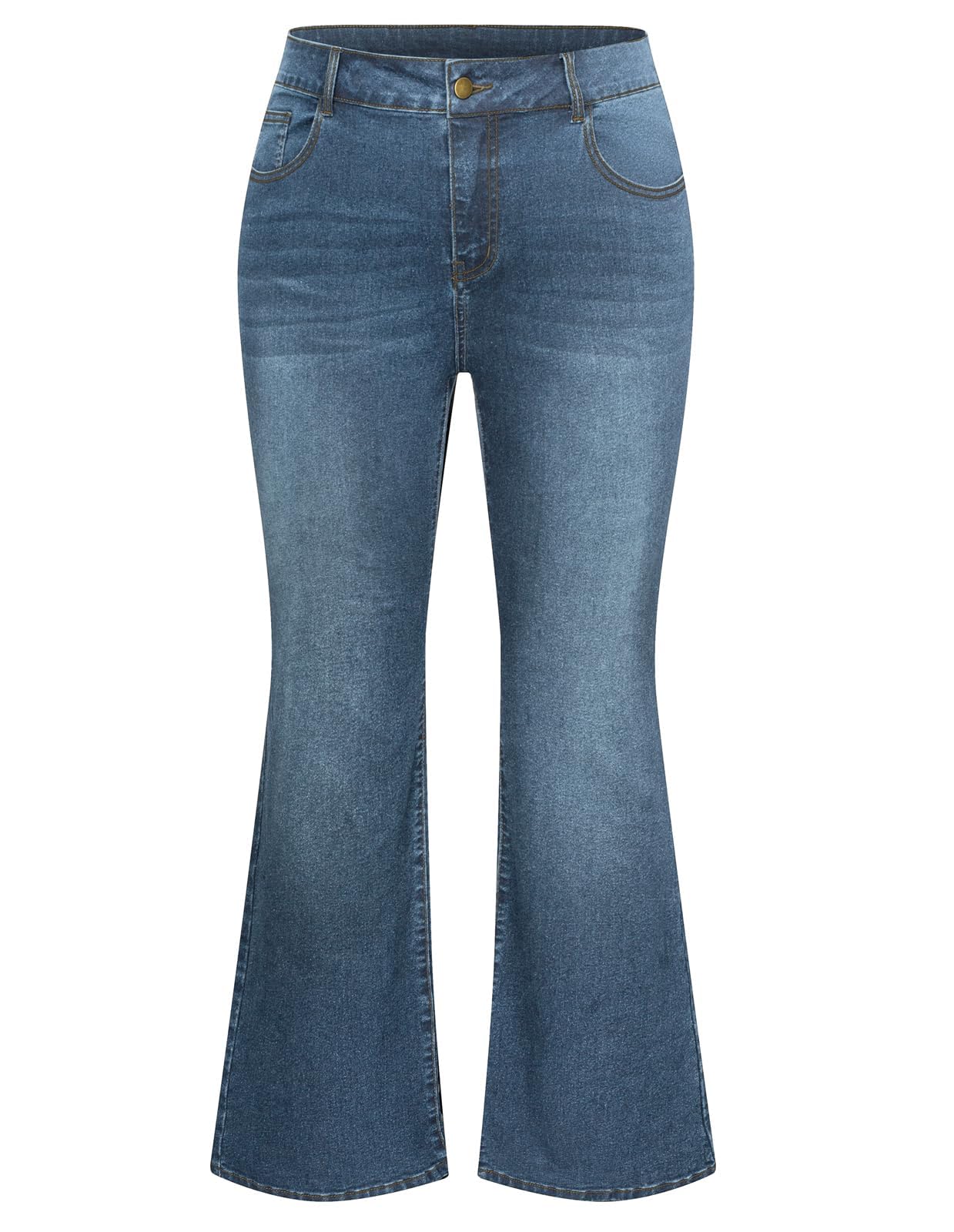Hanna Nikole Damen Große Größe Bootcut Jeans Hoher Taille Bell Bottom Dehnbare Bootcut Jeans Stretch