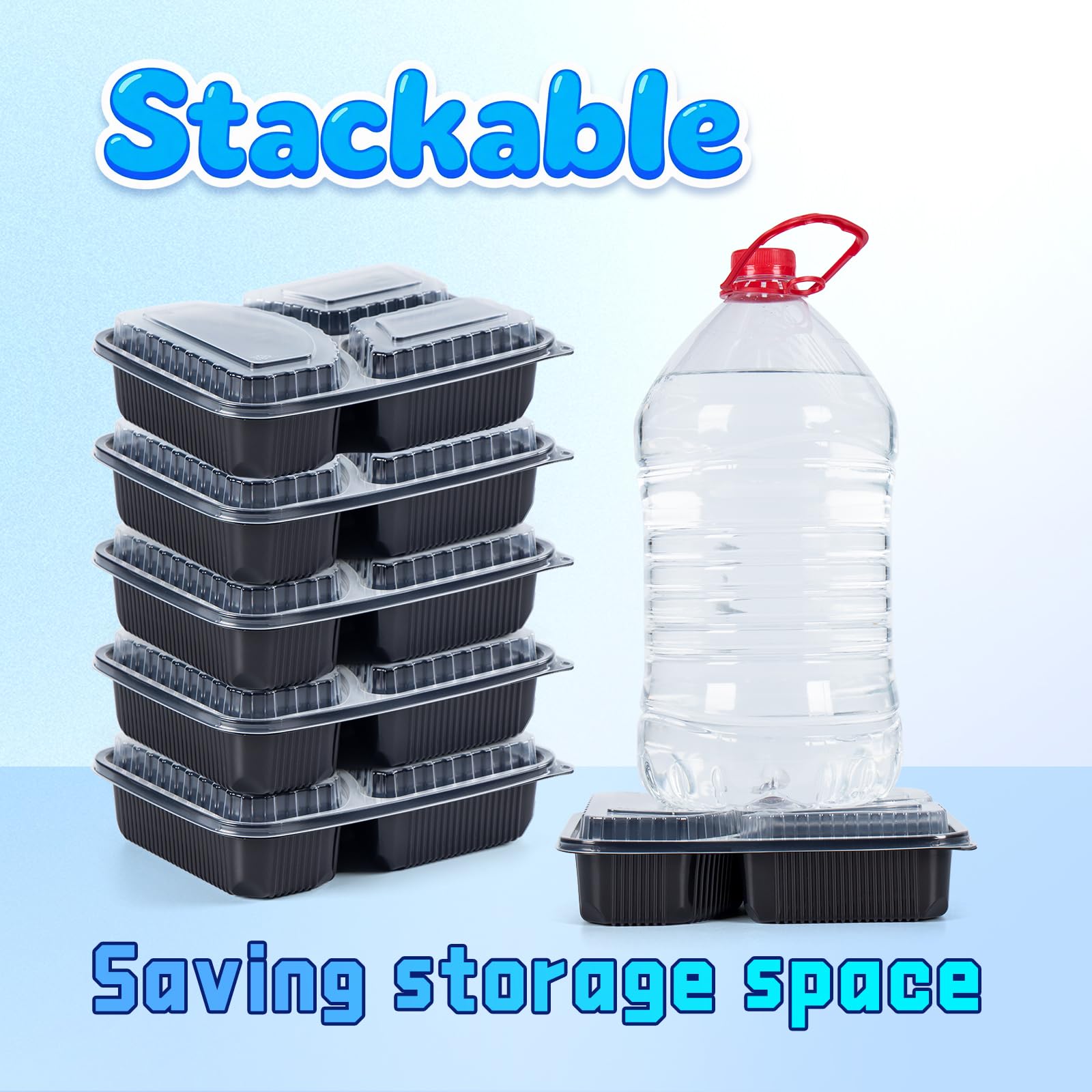 YANGRUI Contenedores To Go, paquete de 40 (40 bandejas + 40 tapas) 40 onzas reutilizables sin BPA, caja retráctil lavable a máquina, contenedor de preparación de comidas