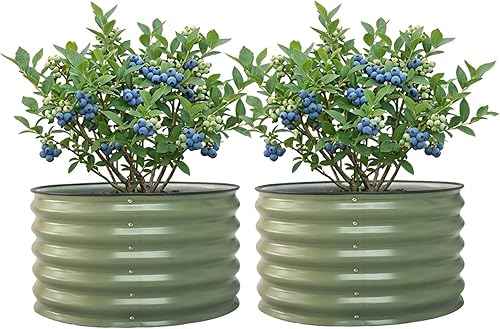 Cama elevada de jardín de 17" de alto para hierbas como albahaca, lavanda y salvia, maceta redonda de 30" de ancho para frutas y tomate, contenedor