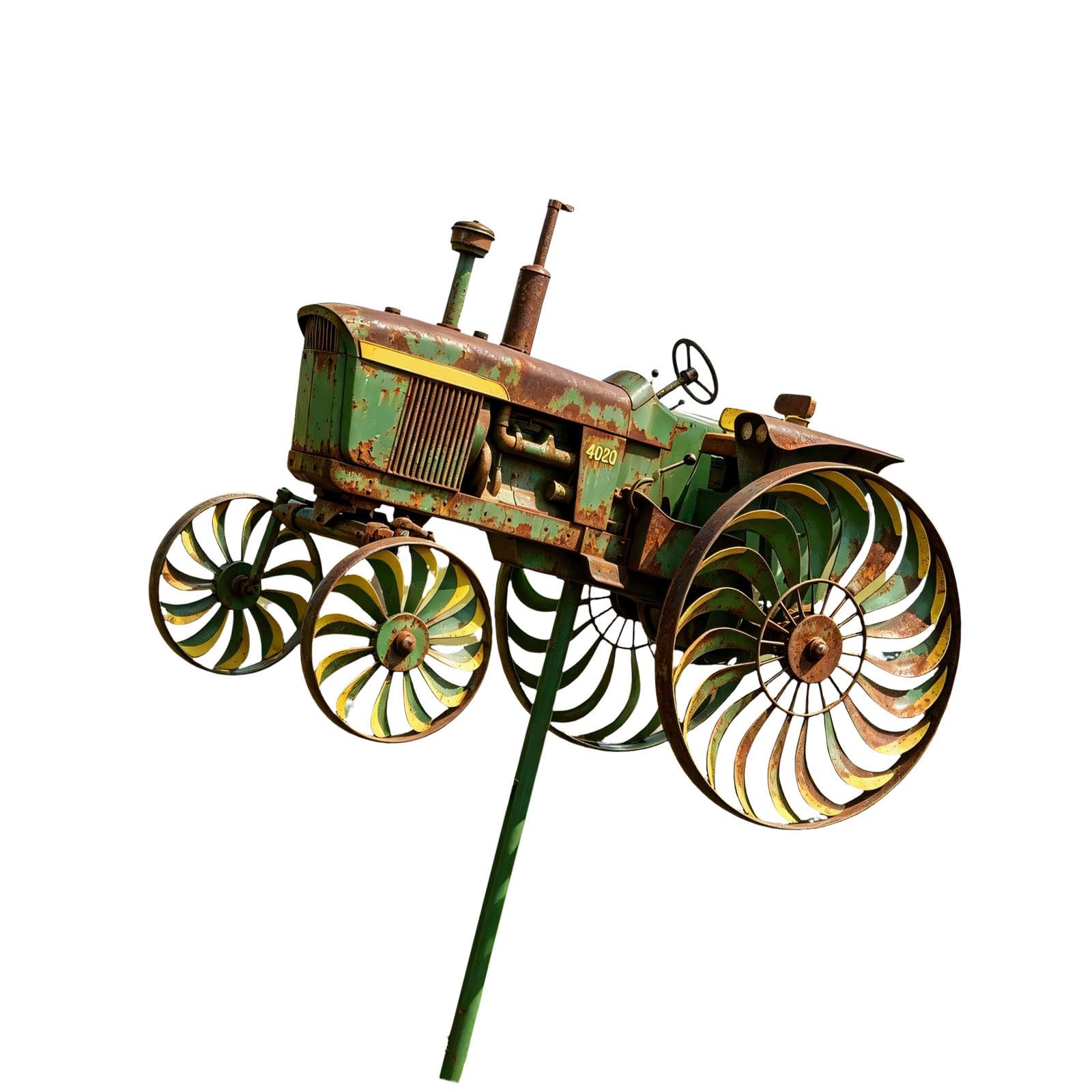 Aged Look Farm Equipment Windmill Outdoor Art Featuring Sturdy Iron Construction Rural Landscape Windmill Centerpiece