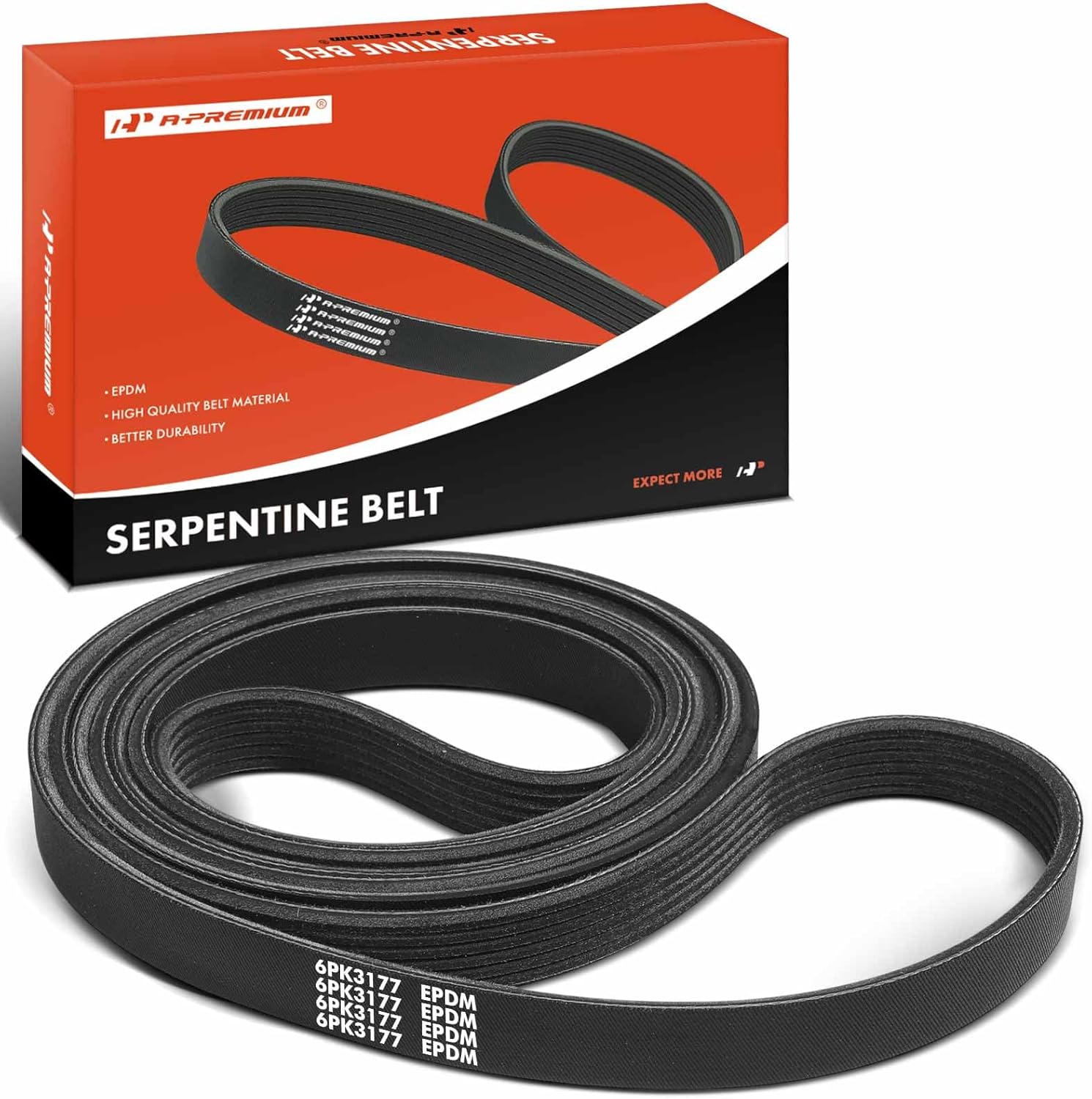 A-Premium Serpentine Belt 125.09 In For Ford F-250 F-350 E-350 Super Duty & Starcraft Bus Starlite, 2006 2007 2008 2009 2010, 5.4L 6.8L, with Deweze Hydraulic Pump