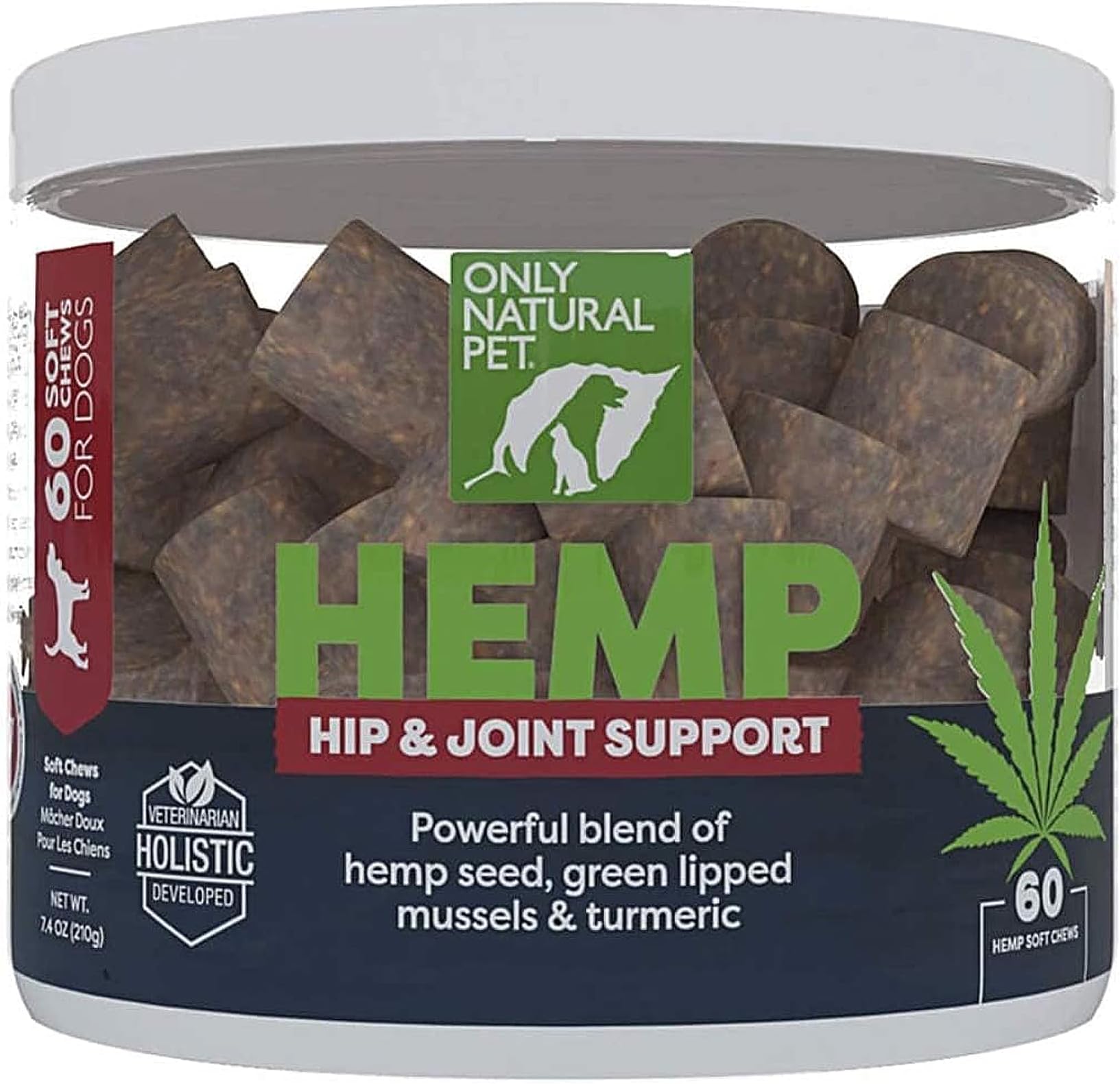 Hemp Hip & Joint Support for Dogs - Supplement for Mobility Wellness Pain Relief Healthy Inflammatory & Bone Stiffness - Chews w/Fatty Acid Blend Mussels & Turmeric - 60 Count (H/J)