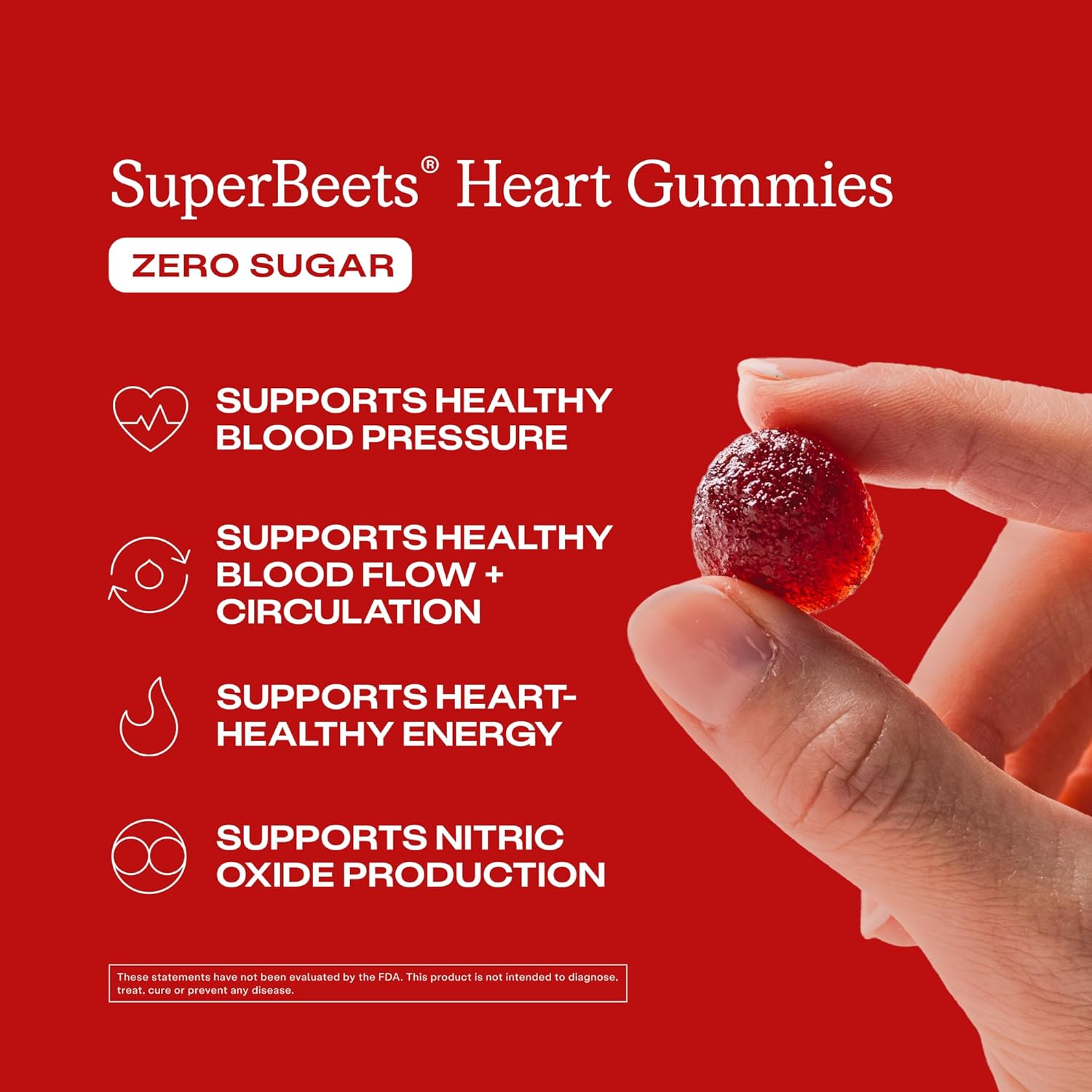 Humann SuperBeets Heart Gummies Zero Sugar - Beet Gummy with Energy Support, Grape Seed Extract & Beetroot Powder - 60 Count - Image 3