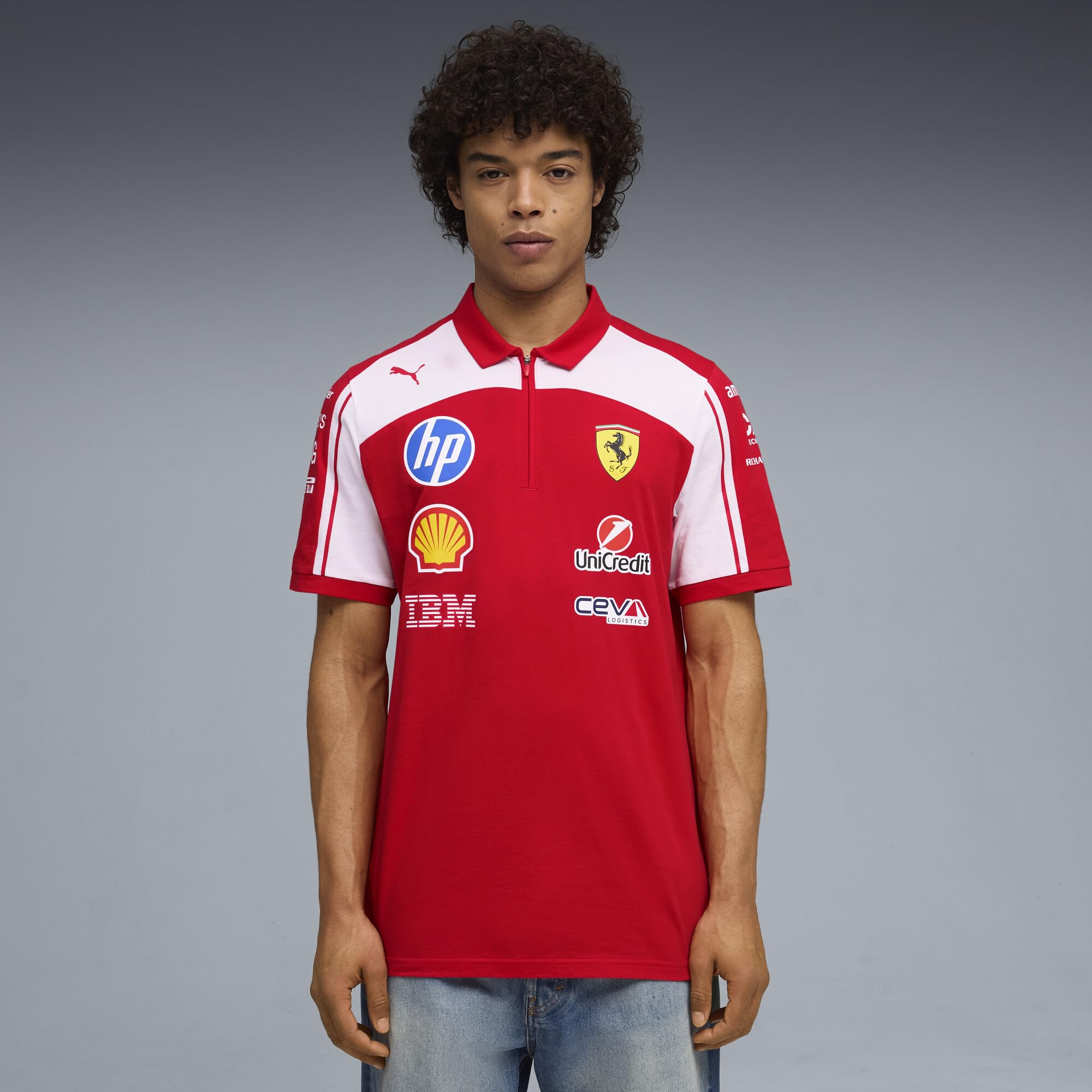 PUMA Scuderia Ferrari F1 2026 Herren Team-Poloshirt - Rot | Verfügt über das Scudetto-Schild auf der Brust, Alle neuesten Team- und Partnerlogos