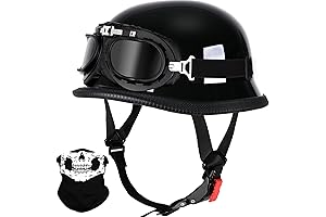 Motorcycle DOT Half Helmet Retro Skullcap for Adults, Cruiser Scooter & Chopper Riders