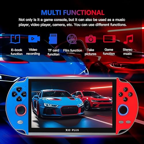 Miniatura 5 de X12 Plus - Consola de videojuegos portátil de 7 pulgadas, MP5 portátil, 1000 juegos integrados, memoria de 16 GB, consola nostálgica de juegos