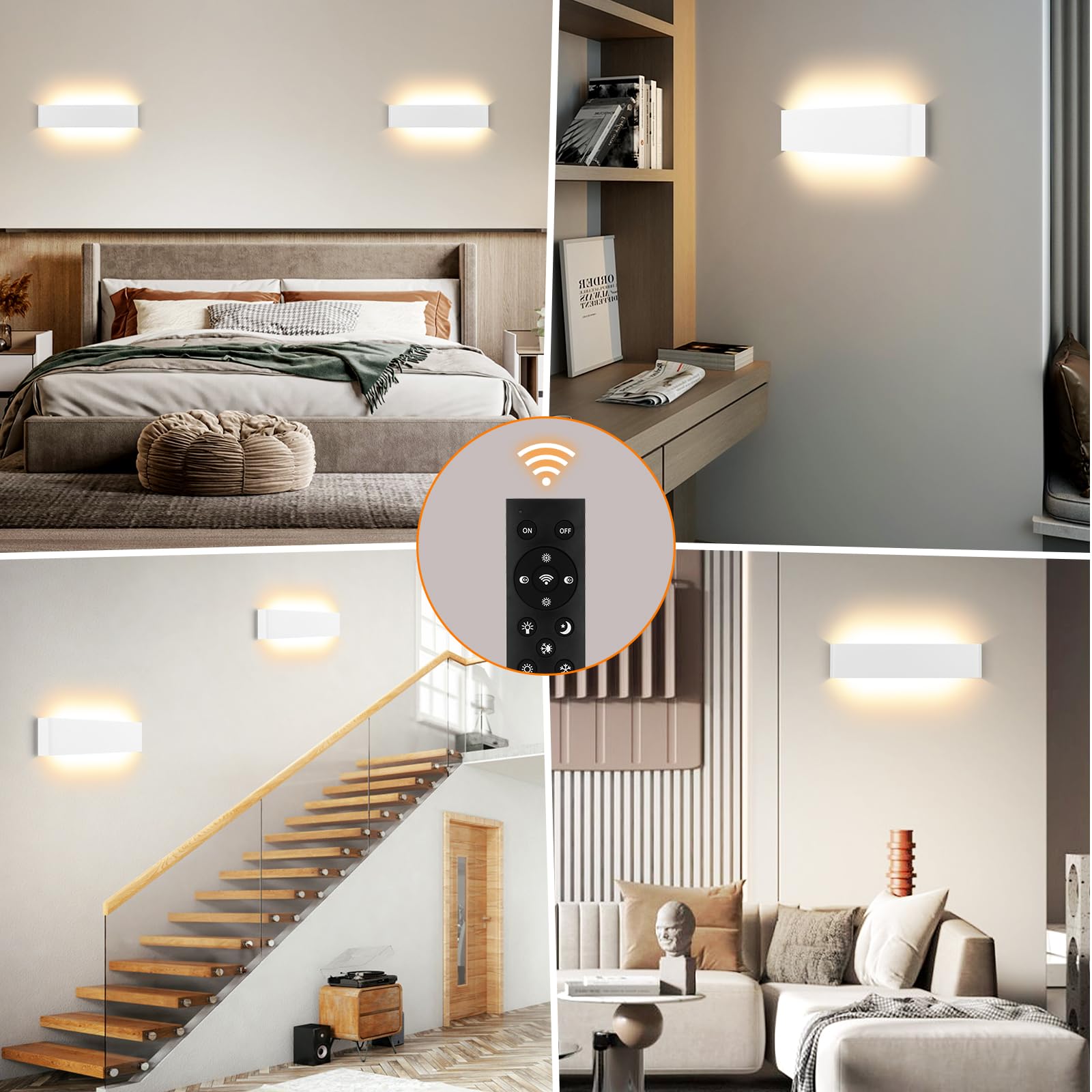 ENCOFT 28W Applique da Parete Interno Esterno Dimmerabile 40cm | Lampada da Parete con Telecomando, luci da esterno in Alluminio, Rettangolare Up Down Spot 2700K-6000K, Bianco