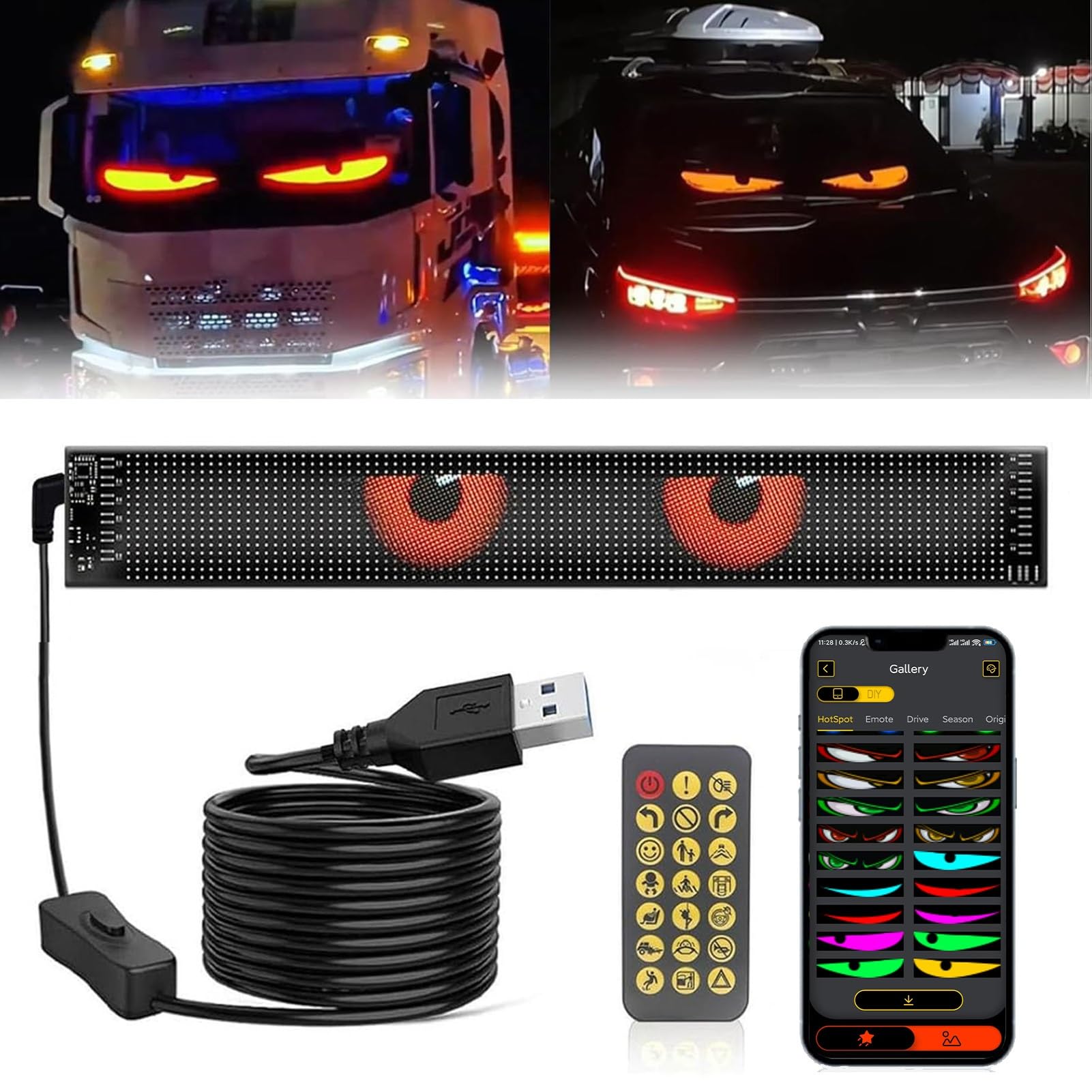 Amazon.com: Yokqexz Devil Eyes Light Cars Window Flexible Led