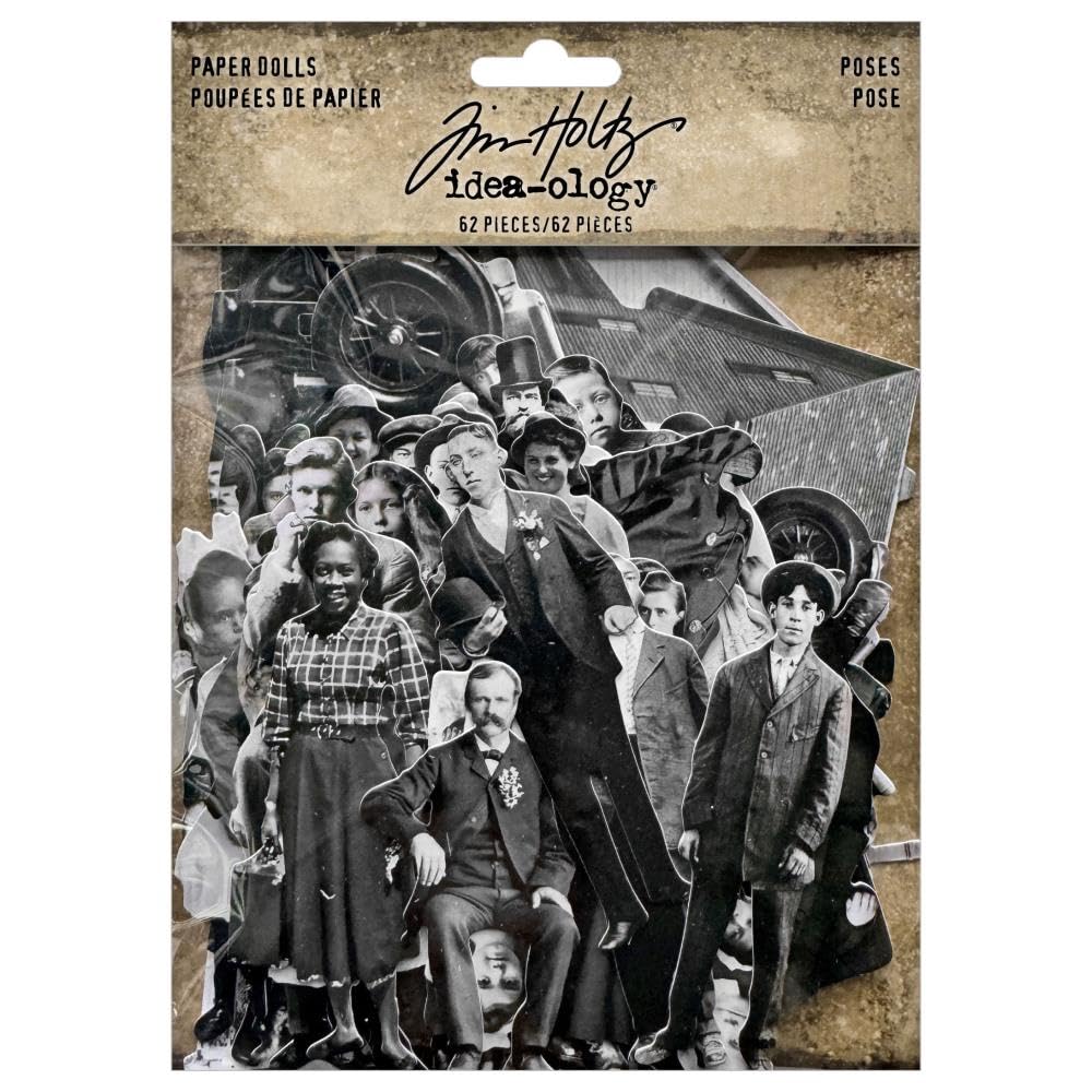 Tim Holtz Idea-ologyTim Holtz Iddeaology Paper Doll Poses, Black and White 62 Count