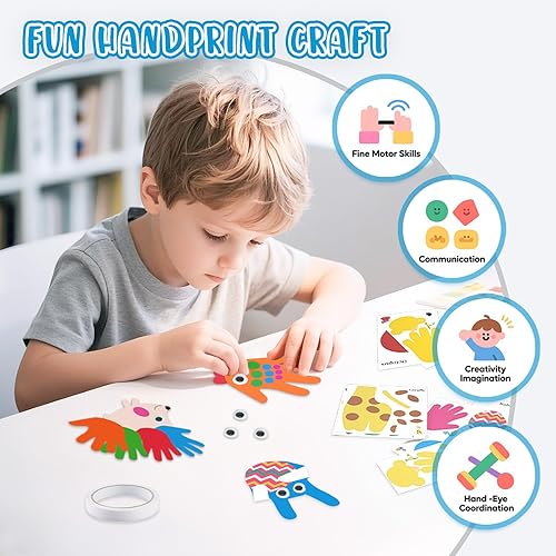 Miniatura 4 de Kit de manualidades con estampado de animales a mano, paquete de 16 manualidades fáciles de recortar animales para niños pequeños a partir de 3