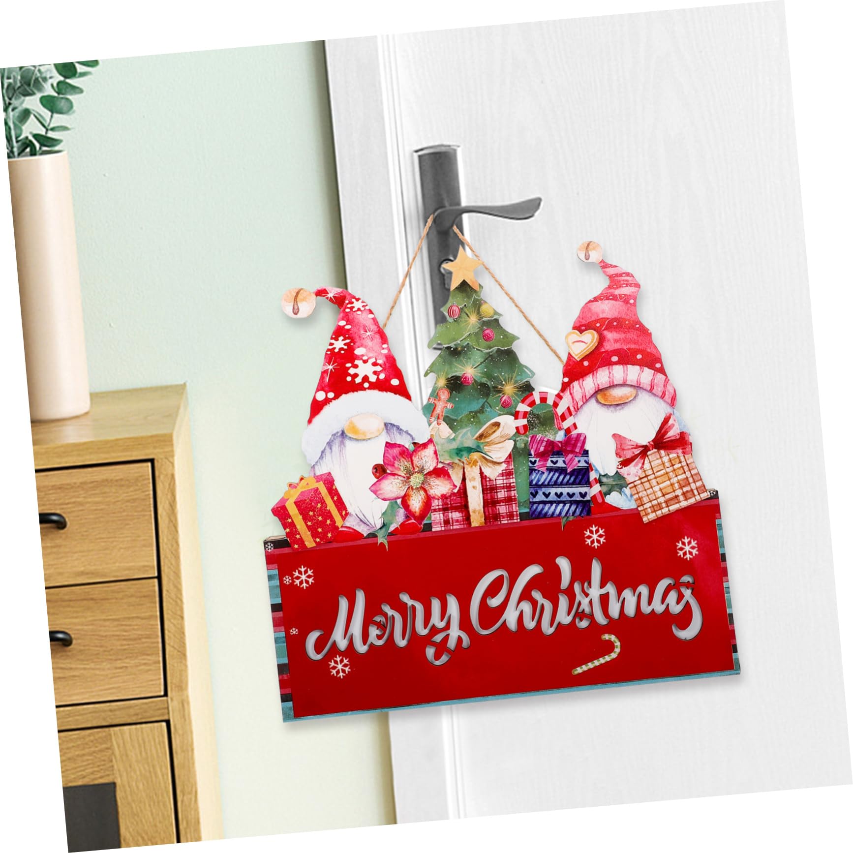 TOPBATHY Adornos de Papá Noel Letreros Navideños para Puerta de Entrada con Madera Placa Colgante de Navidad para Decoración de Pared Colgador Navideño para Puerta Festiva